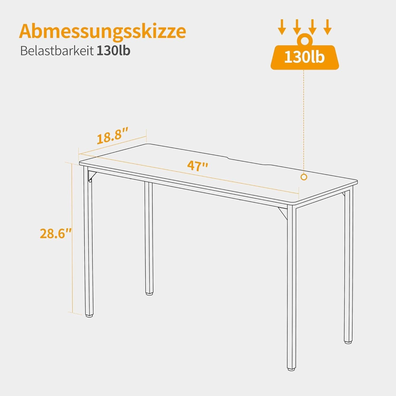 Schreibtisch Computertisch Stabil Industrie-Design White 120x60x75cm