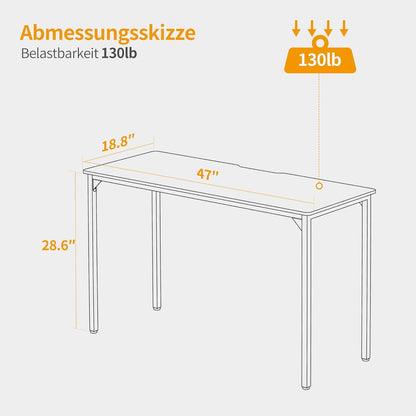 Schreibtisch Computertisch Stabil Industrie-Design White 120x60x75cm