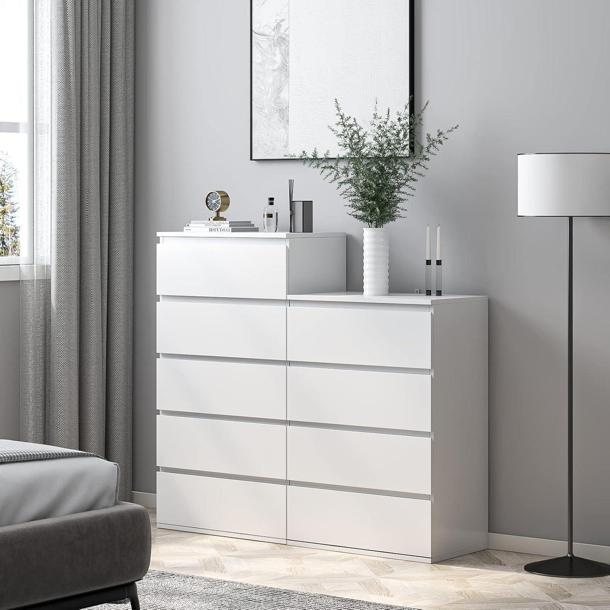 Weiße Kommode mit 4 Schubladen – 60x40x80cm, Schlafzimmer Sideboard