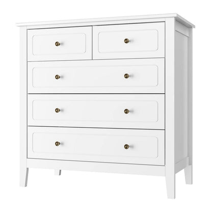 Weiße Kommode mit 5 Schubladen – Schlafzimmer Sideboard 80x40x80cm