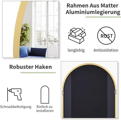 Gewölbter Standspiegel Gold 161 x 52 cm – Ganzkörper Spiegel