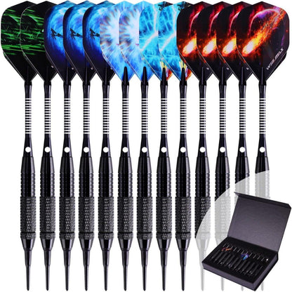 WIN.MAX 12-er Set 18g Softdarts mit Kunststoffspitze Schwarz