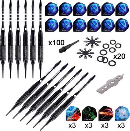 WIN.MAX Dartpfeile Set 12 Stück Softdarts 18g Profi Schwarz mit Etui