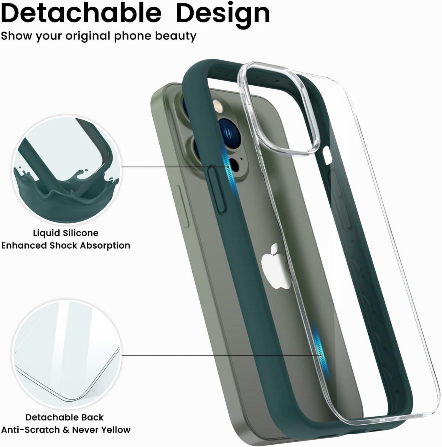 iPhone 13 Pro Hülle mit Kameraschutz und Screen Schutzfolie Grün