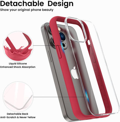iPhone 13 Pro Hülle Silikon Bumper Case Schutzfolie Kameraschutz Transparent Rot