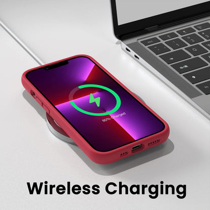 iPhone 13 Pro Hülle Flüssig Silikon Bumper Case + 2x Screen Kameraschutz Rot