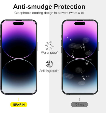 Schutzglas Panzer für iPhone 14 Pro 2022, 3+2 Stück, 9H Härte, Rahmenhilfe