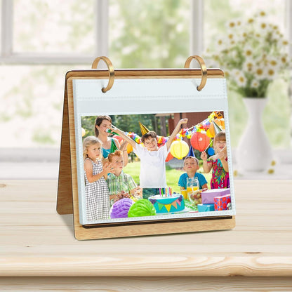 Schreibtisch Fotoalbum 10x15 Holz Fotorahmen Einstecken Aufstellen 60 Bilder