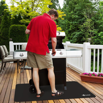 FLASLD Grillmatte 91x124 cm Terrassenmatte Schwarz Schutzdecke Ölpolsterschutz