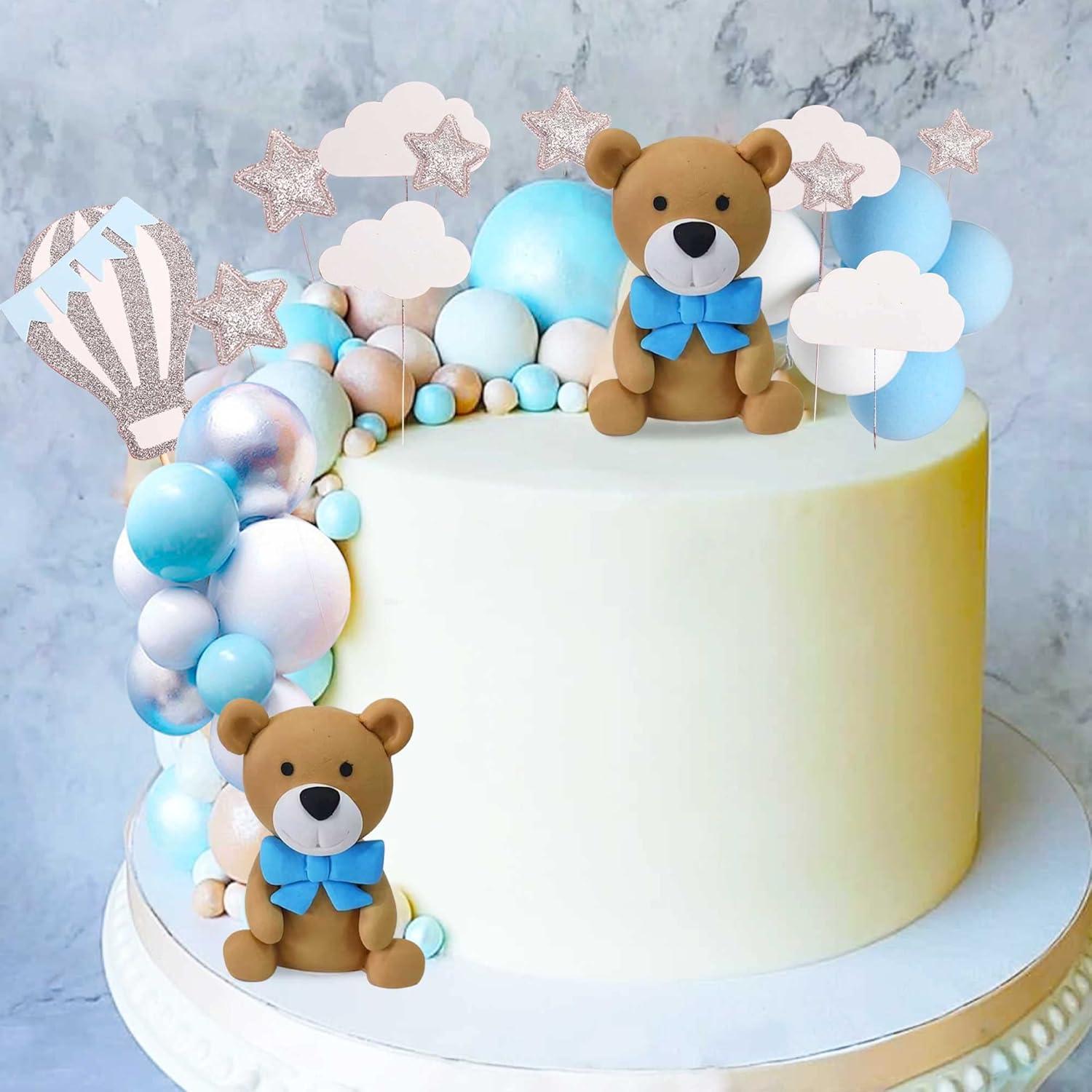 JeVenis Teddybär Babyparty Kuchen Deko Blau1