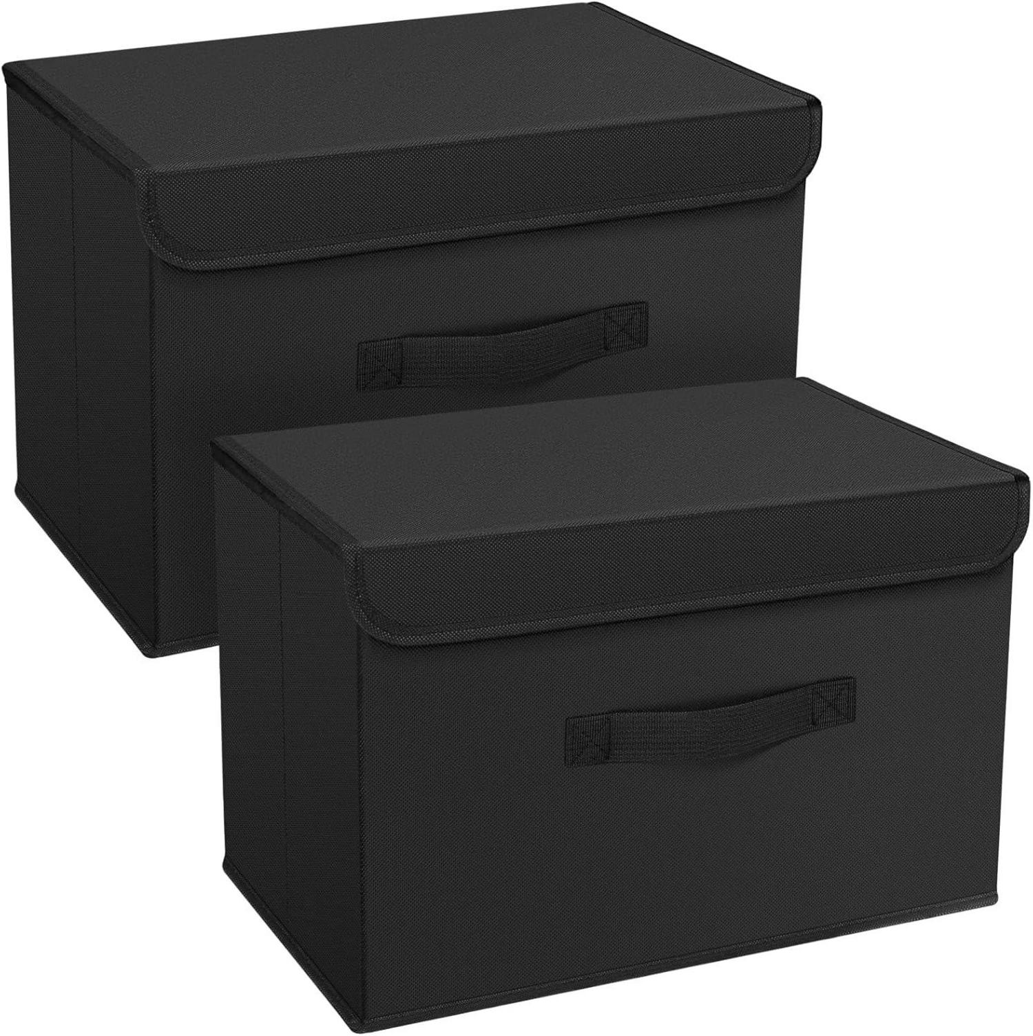 Aufbewahrungsboxen mit Deckel, Faltbare Stoffboxen 2er Set