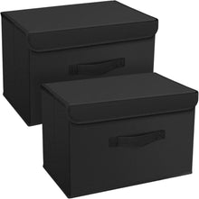 Aufbewahrungsboxen mit Deckel, Faltbare Stoffboxen 2er Set