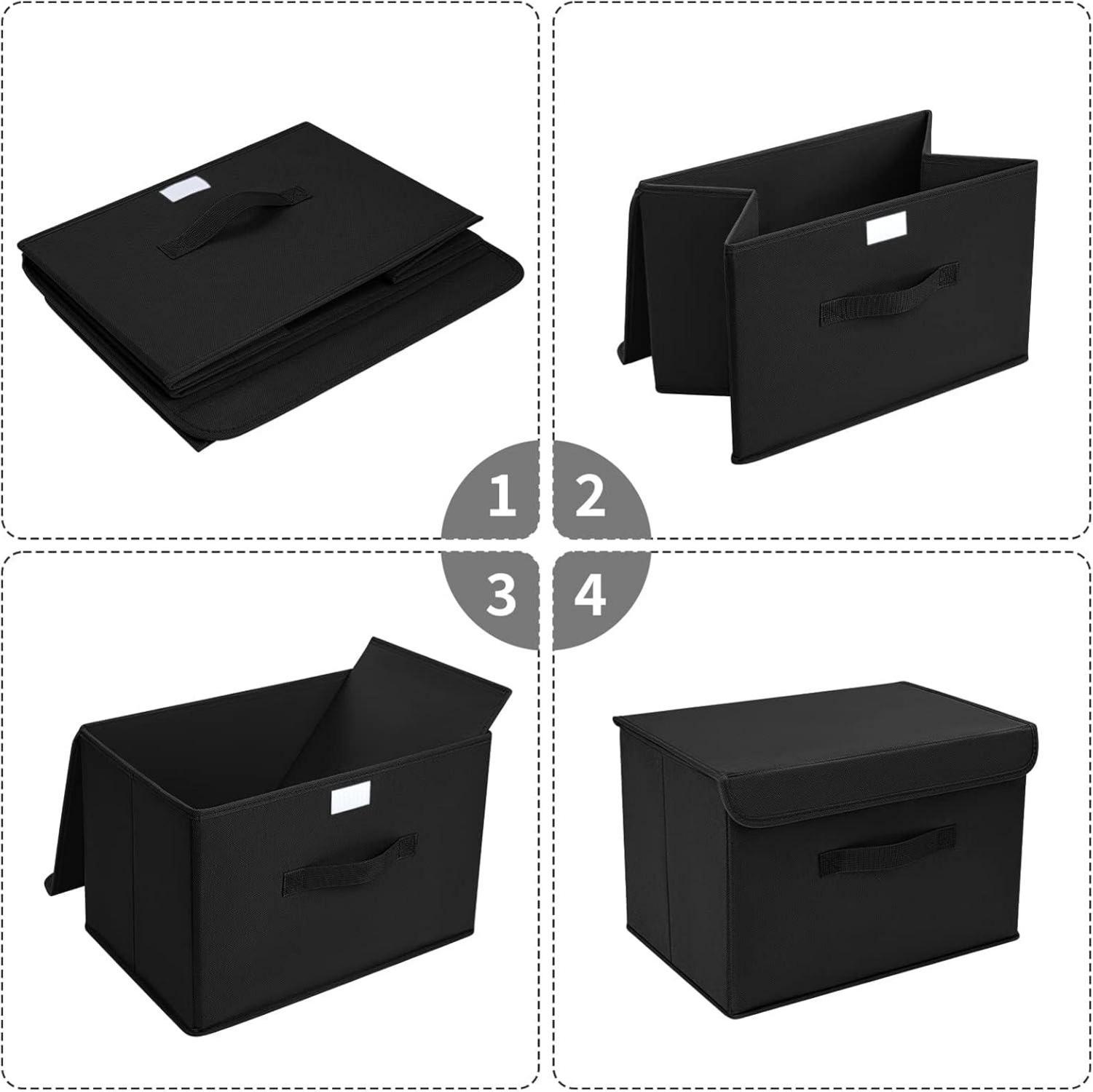 DIMJ Faltbare Aufbewahrungsbox mit Deckel, 2er Set, Groß - Schwarz