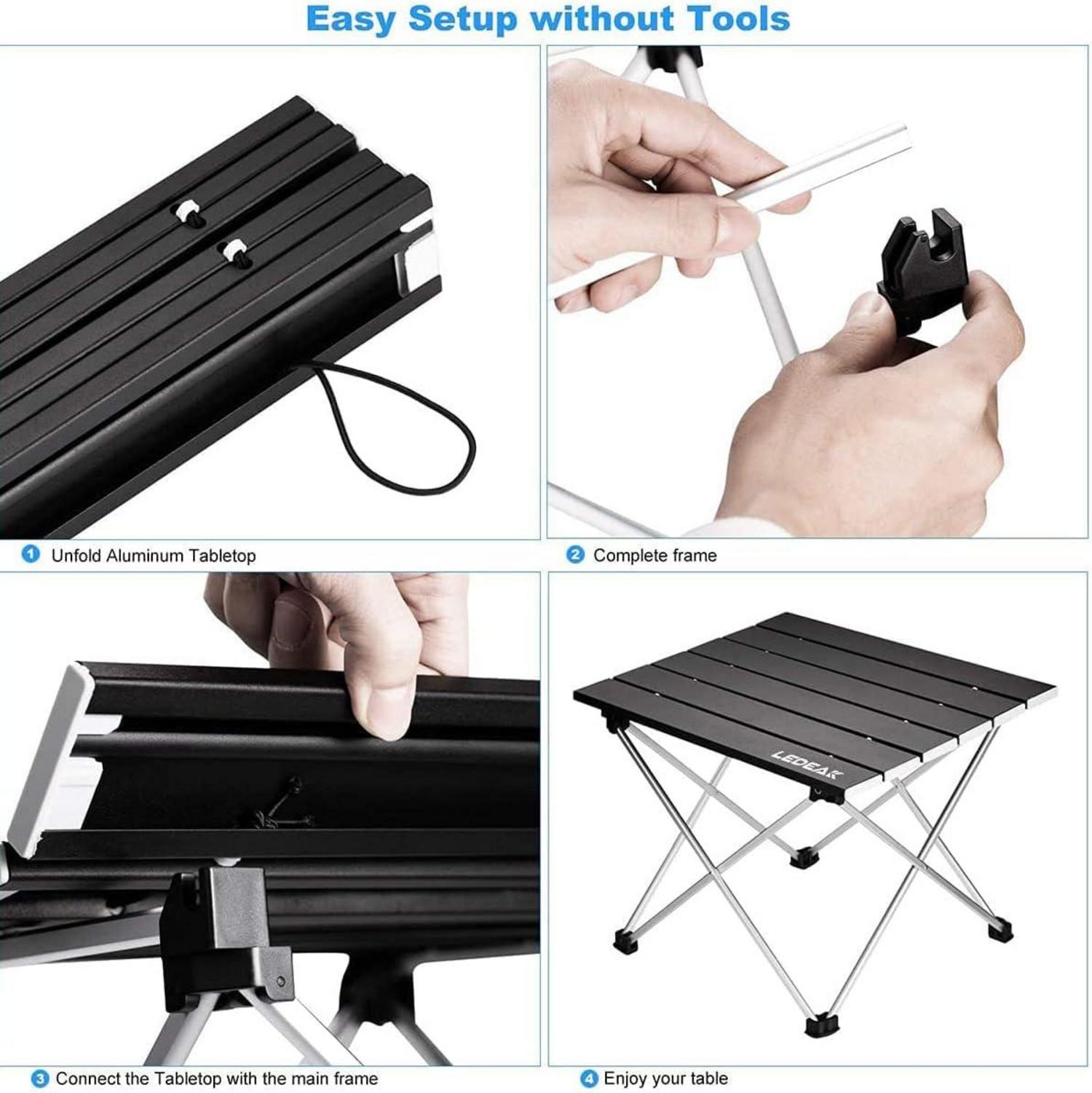 Tragbarer Camping-Klapptisch Aluminium Leicht mit Tasche