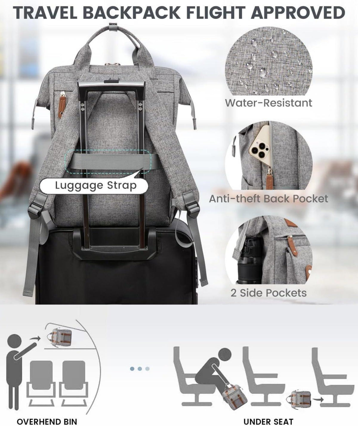 Damen Rucksack Laptop Schulrucksack 15,6 Zoll wasserdicht Uni Business
