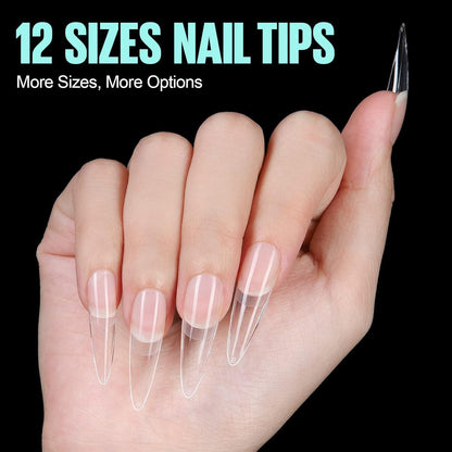 Stiletto Long Nageltips – 240 Stück, 12 Größen