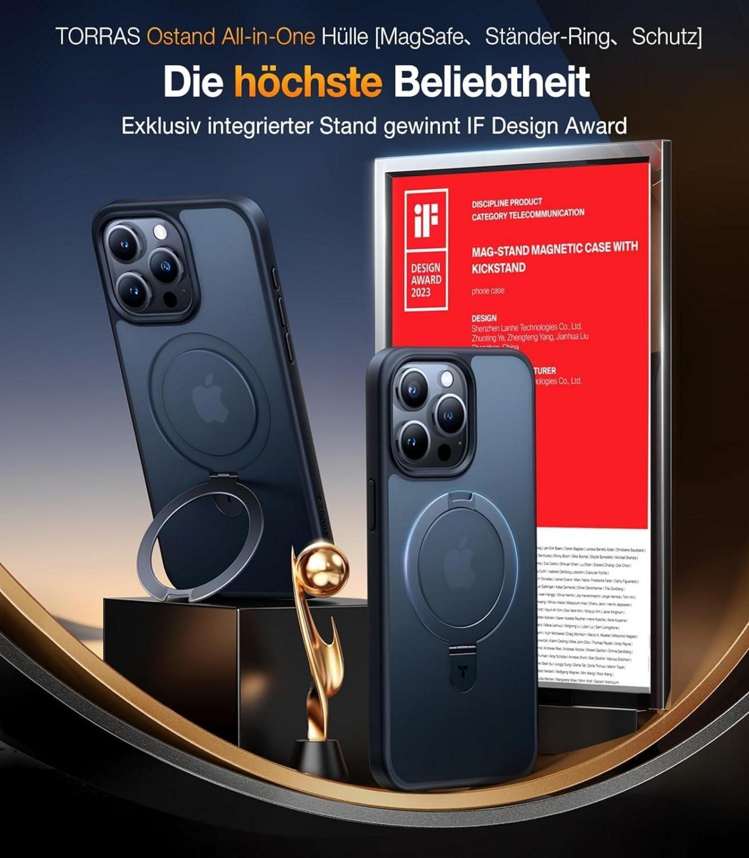 TORRAS iPhone 14 Pro Hülle MagSafe-Ständer Schwarz Magnetic