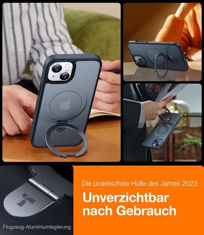 TORRAS Ostand iPhone 13 14 Hülle Schwarz MagSafe Militärischer Schutz