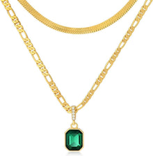 Goldene Geschichtete Ketten Halsketten mit Kristallanhänger 18KGold