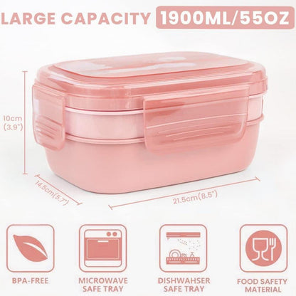 Bugucat Lunchbox Kinder mit Fächern 1900ml Bentobox