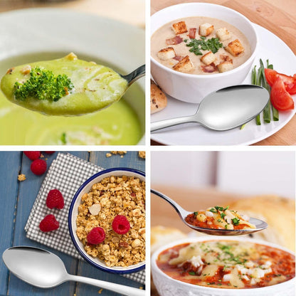 24 Stück Suppenlöffel Set Edelstahl Esslöffel Tafellöffel