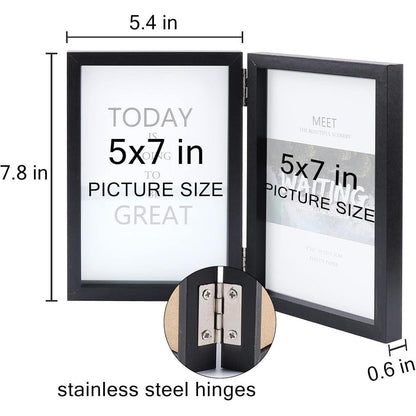 Bilderrahmen zusammenklappbar Glasfront 12,7x17,8 cm Schwarz