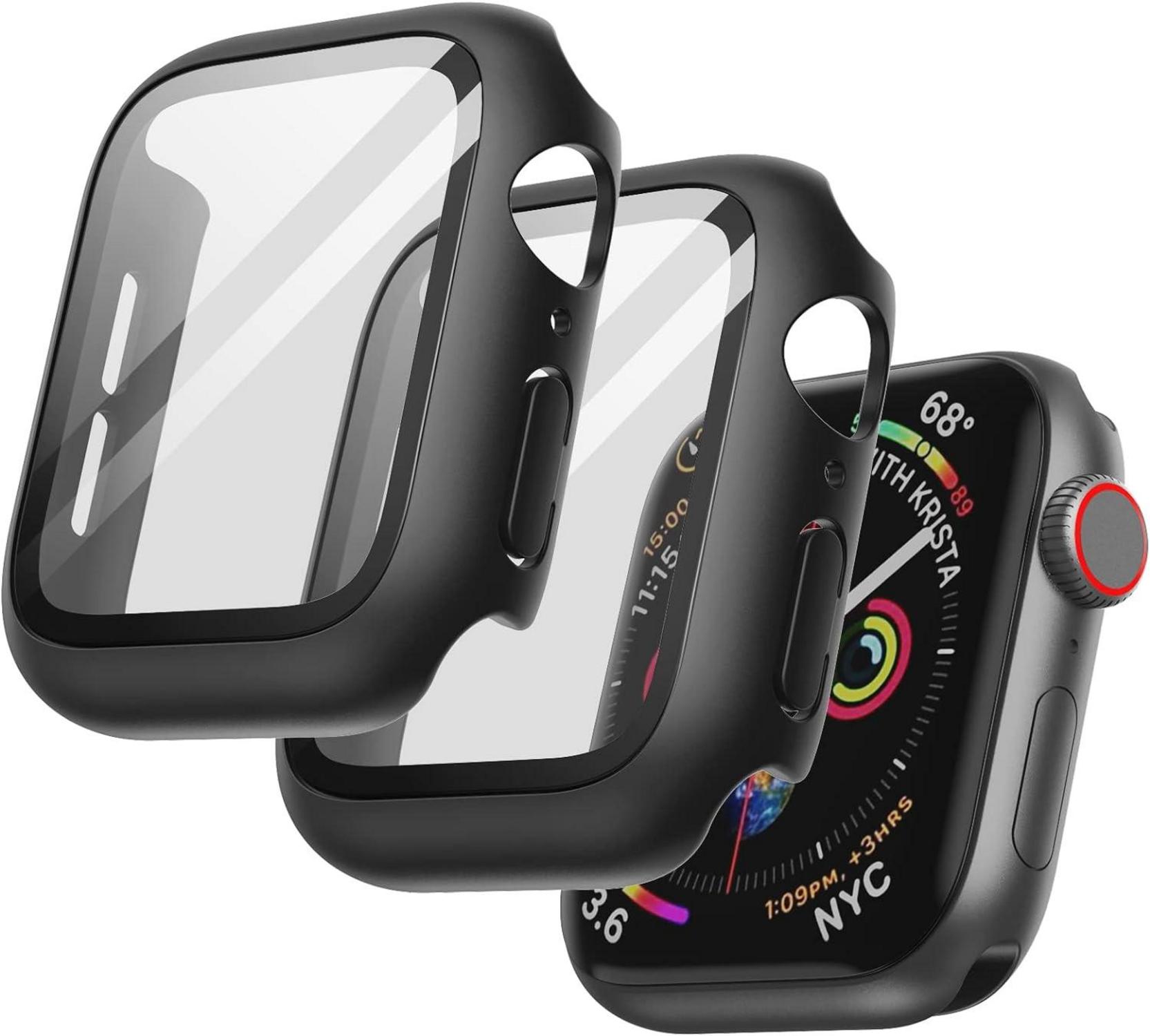 Displayschutz Hülle Apple Watch SE Series 6 5 4 44mm 2 Stück Schwarz