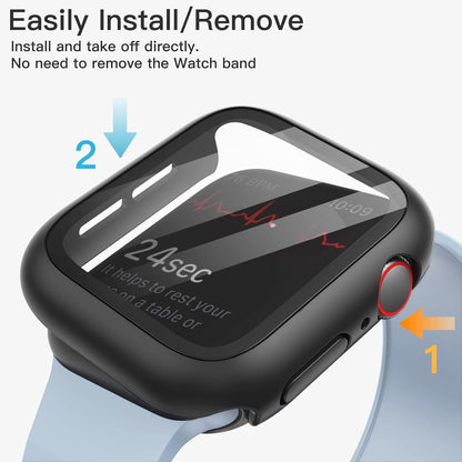 Schutzhülle mit Displayschutz für Apple Watch SE Series 6 5 4 44 mm Schwarz
