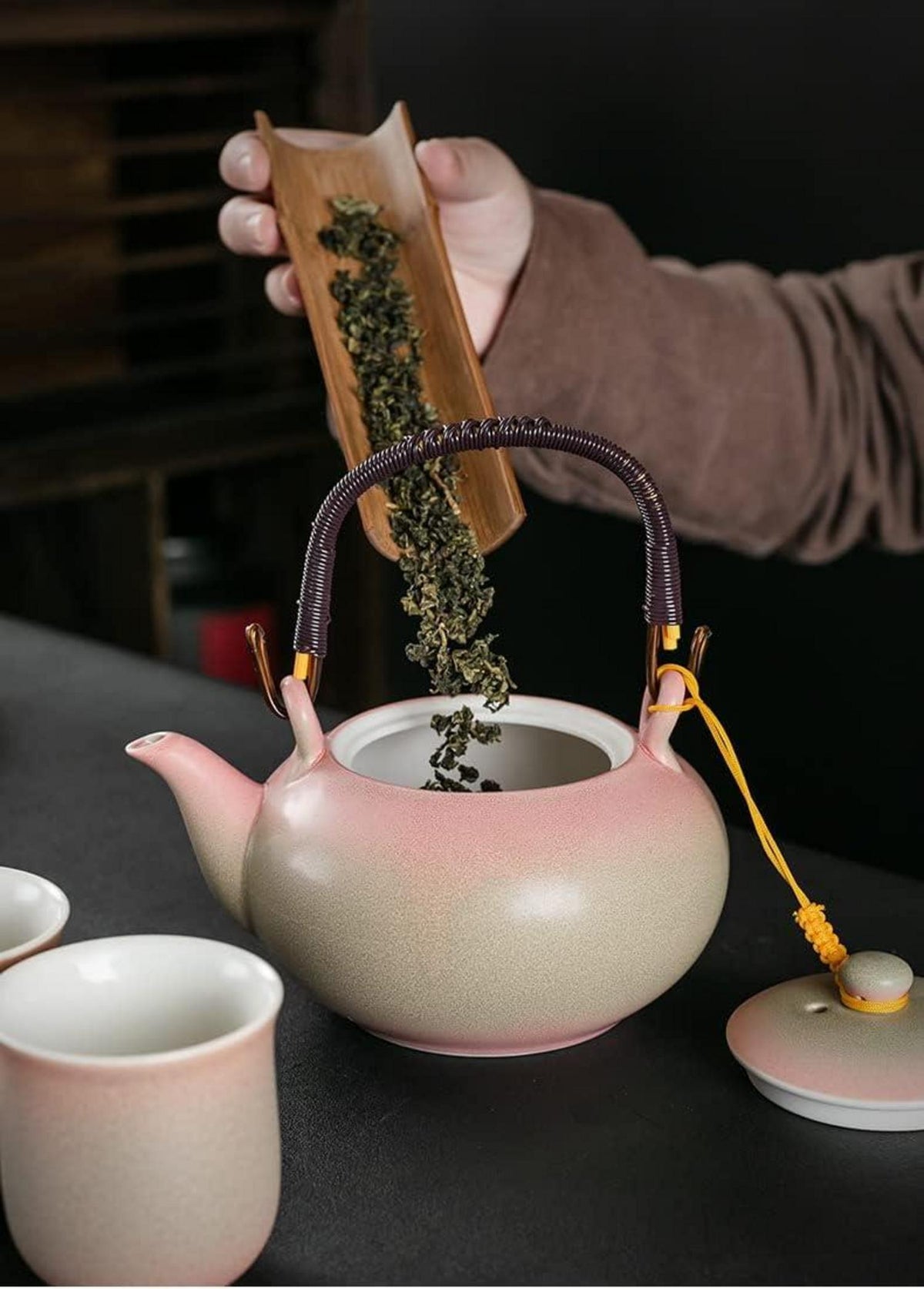 Chinesisches Tee Set Keramik 600ml Teekanne 6 Tassen 120ml Kungfu Tee Rose