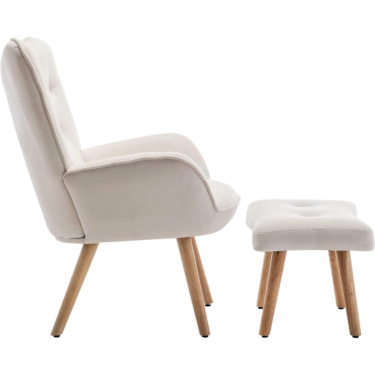 Ohrensessel mit Hocker – Bequemer Samt Relaxsessel für Wohnzimmer