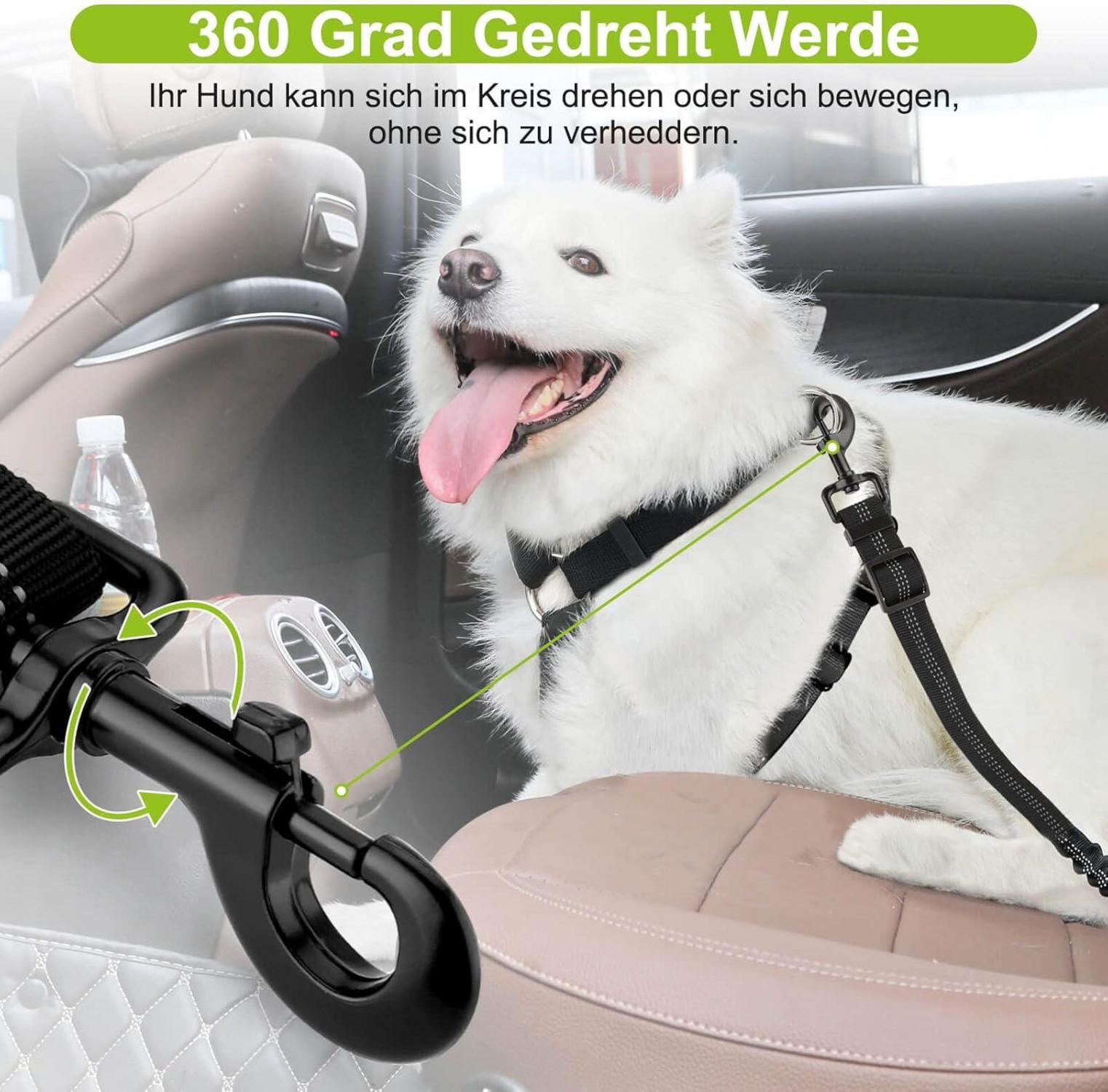 Hunde Sicherheitsgurt Auto 2er Set, Einstellbarer Anschnallgurt Lang/Kurz