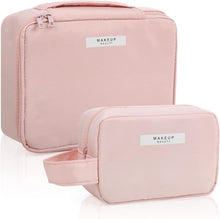 2er Set Wasserdichte Kosmetiktaschen Rosa, Tragbare Make-up-Taschen