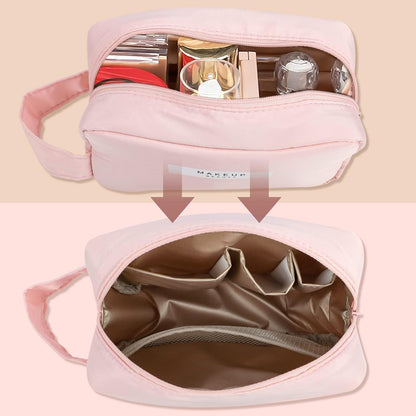 2er Set Wasserdichte Kosmetiktaschen Rosa, Tragbare Make-up-Taschen