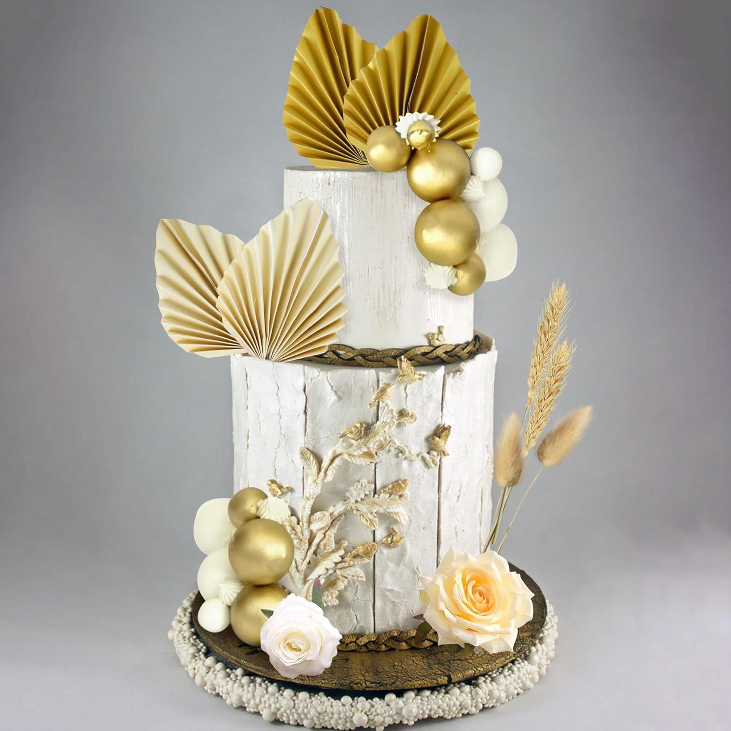 JeVenis Champagner Rosen Kuchendeko Set Gold BoHo Partyzubehör