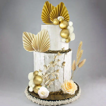 JeVenis Champagner Rosen Kuchendeko Set Gold BoHo Partyzubehör