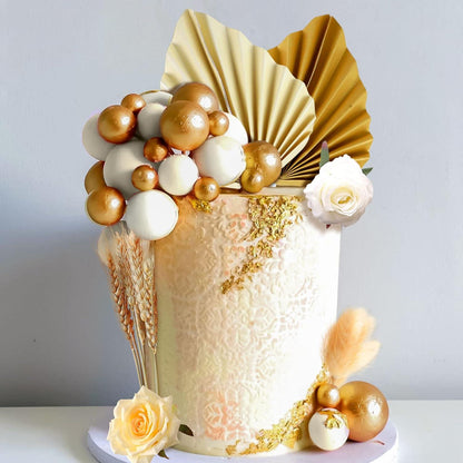 Champagner Rose Kuchendeko Set Palmblätter Cake Topper Boho Party