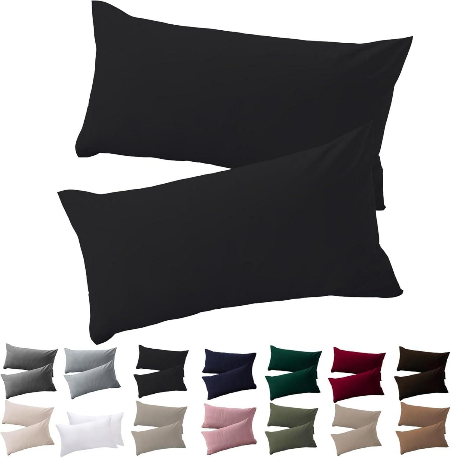 Kissenbezug Schwarz Mikrofaser 2er Set 40x80 Reißverschluss