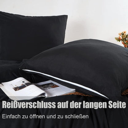 Schwarzer Kissenbezug 40x80 2er Set Mikrofaser Reißverschluss