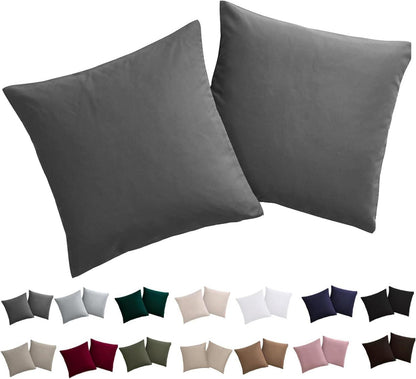 Kissenbezug 80x80 Mikrofaser anthrazit 2er Set bügelfrei & knitterfrei