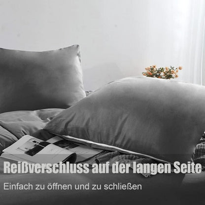 Kissenbezug 80x80 Anthrazit 2er Set Mikrofaser bügelfrei