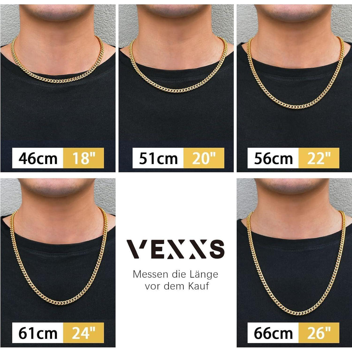 Herren Panzerkette 18K Gold beschichtet Cuban Miami Gliederkette