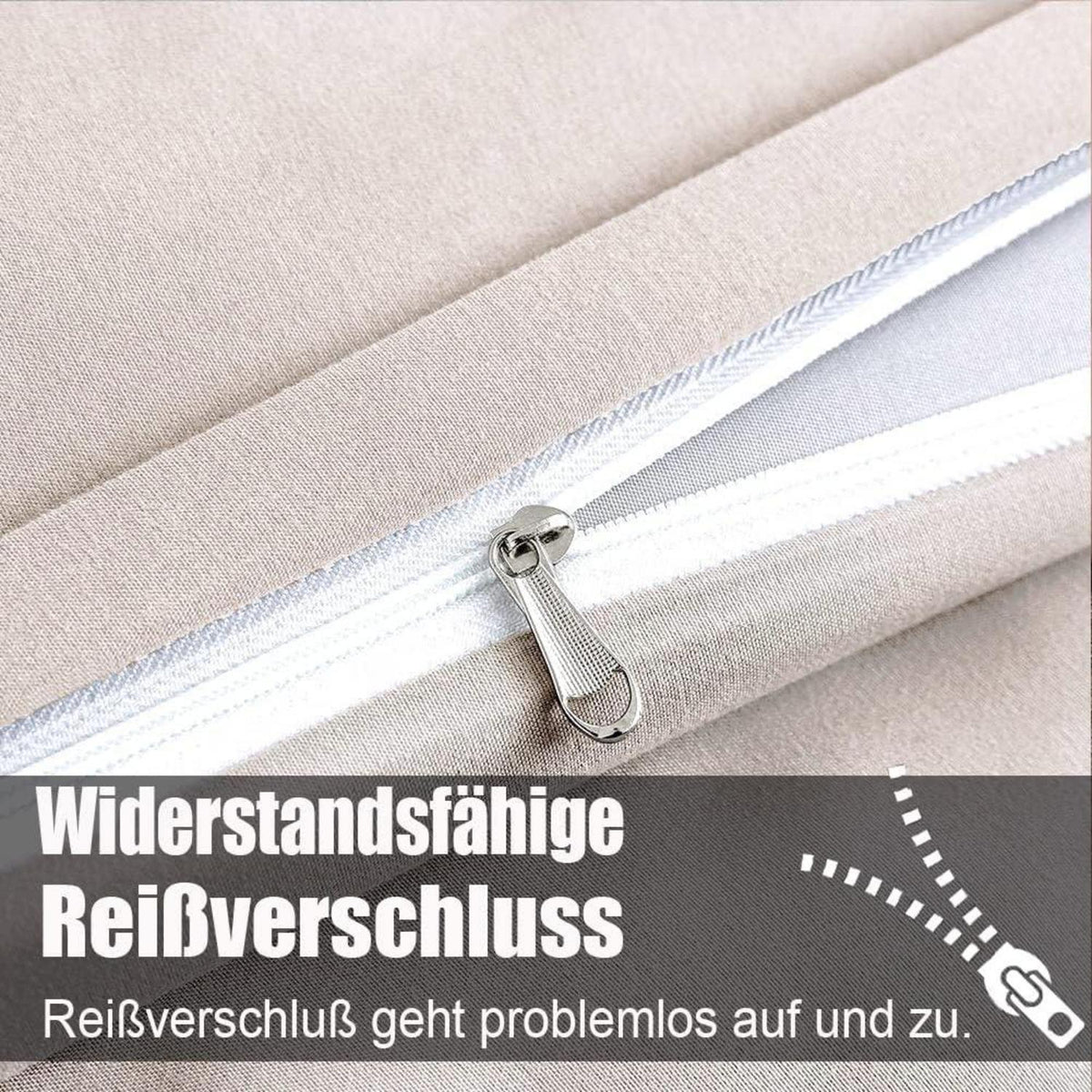 Beige Mikrofaser Kissenbezug 40x80 2er Set mit Reißverschluss