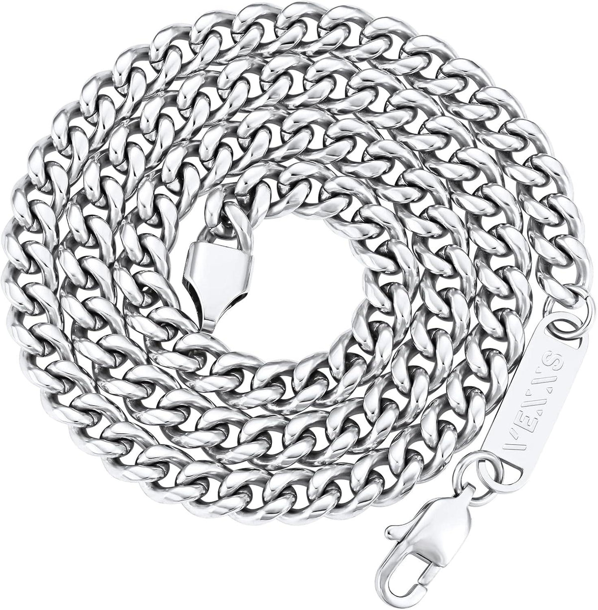 VEXXS 18K Gold Cuban Panzerkette Hip Hop Herren Damen - 6mm Silber 51cm