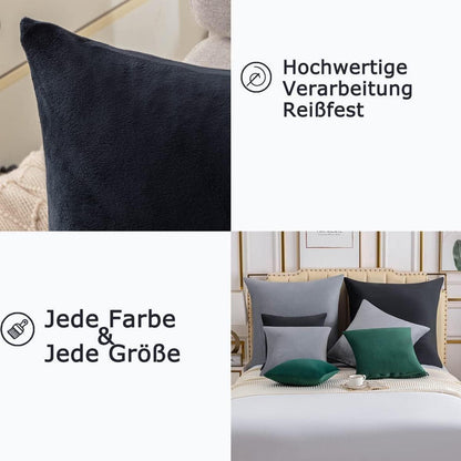2er Set Samt Kissenbezüge 40x80 Anthrazit Kuschelig & Warm