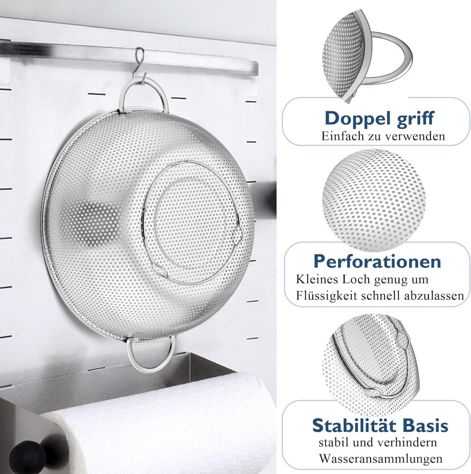 Edelstahl Sieb 22cm Mikroperforiertes Küchensieb mit Griff