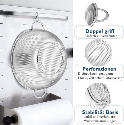 Edelstahl Sieb 22cm Mikroperforiertes Küchensieb mit Griff