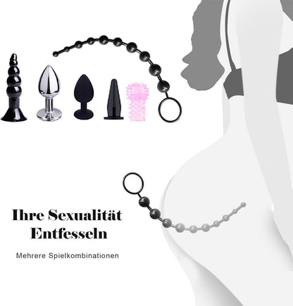 BDSM Fesseln Sex Set 28 Stück Handfesseln Bett Anal Plug Nippelklemmen Peitsche Augenmaske BDSM Sexspielzeug Paare Rot
