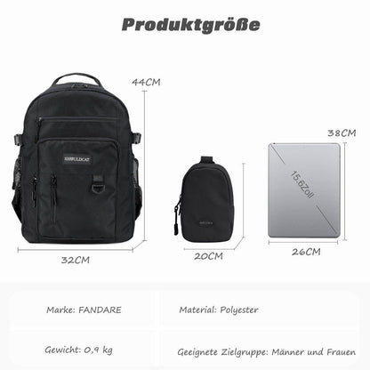 Laptop Rucksack 15.6 Zoll – Schulrucksack Daypack Schwarz