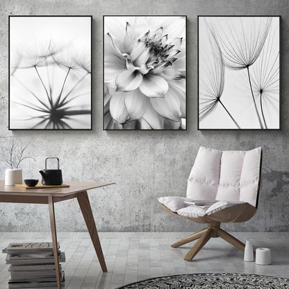 3-teiliges Poster Set Blume Feder Löwenzahn 40x60cm