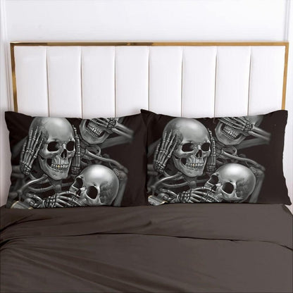 3D Totenkopf Bettwäsche Set Halloween 135x200 cm, 4-teilig